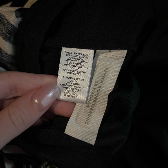 BLACK AND CREAM STRIPED LOFT DRESS MEDIUM - Picture 4 of 4